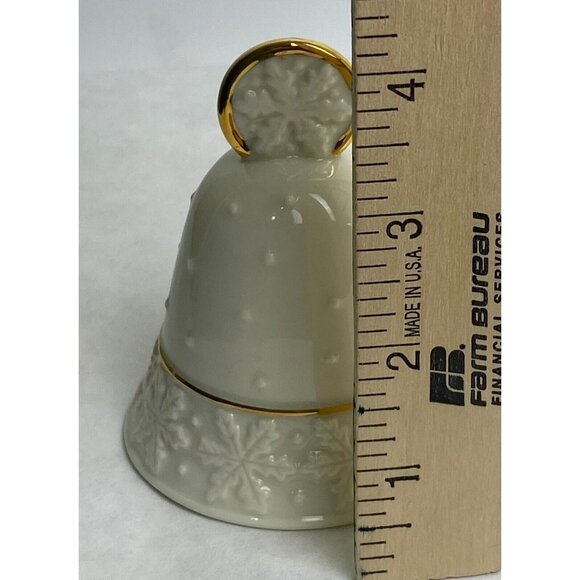 Vintage Lenox Snowflake Bell 3.5" Gold Accents Cream Porcelain Holiday Decor - Picture 8 of 9
